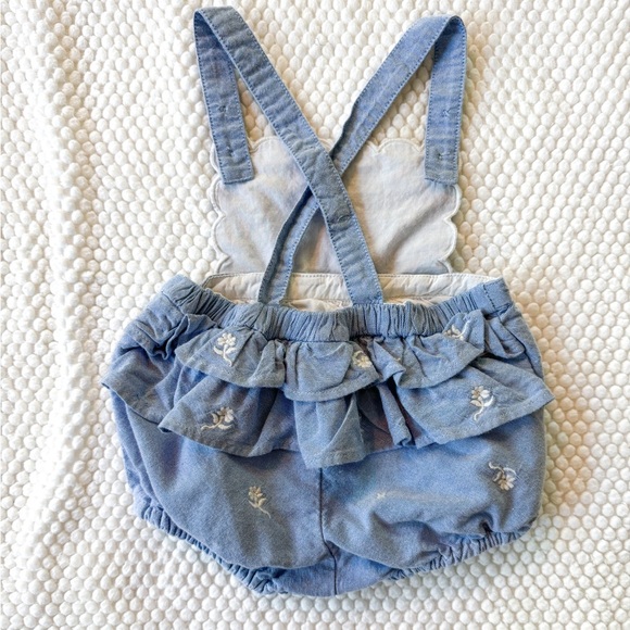 Janie & Jack Chambray Floral Romper - 0-3 months - Picture 2 of 3